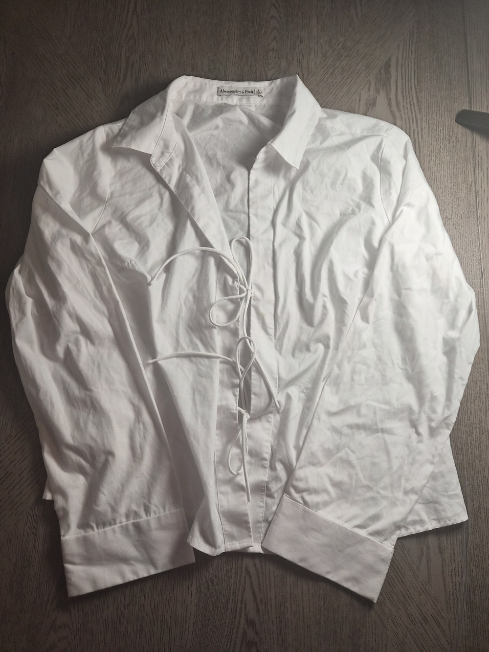 Abercrombie & Fitch White Lace-Up Poplin Shirt